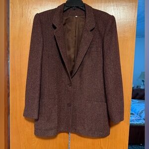 90’s Brown Tweed Blazer 100% Wool Peabody house blazer EUC